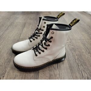 Dr Doc Martens Womens Size 7M Zavala Lace Up White Leather Combat Boots Shoes